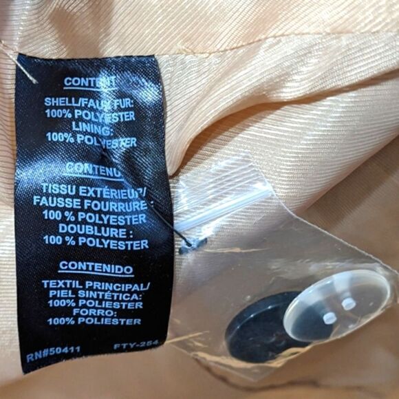 Kensie Women's Faux Fur Tan Butterscotch Teddy Double Breasted Jacket Size L - Picture 11 of 13